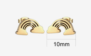 Rainbow gold plated stainless steel stud add ons - 1 pair