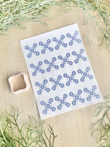 Blue flower tile transfer & cutters set - Style 3