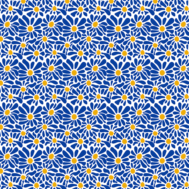 Blue abstract flower pattern water transfer paper