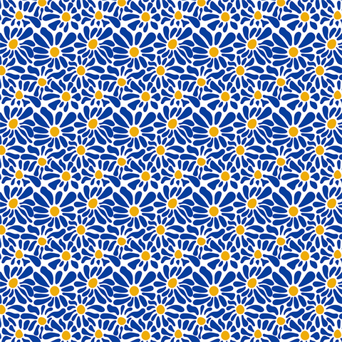 Blue abstract flower pattern water transfer paper