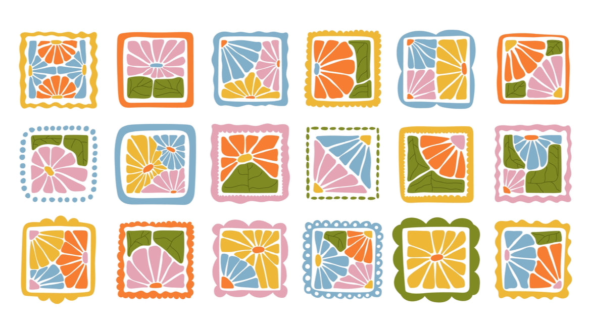 Stud size abstract flower transfer paper - Style 2