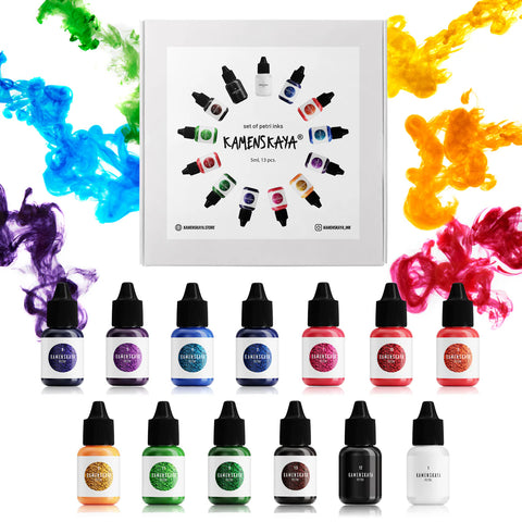 Kamenskaya Petri Inks for RESIN - 13 x 5ml mini bottle pack