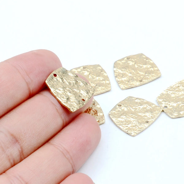 Gold plated trapezoid double hole connector charm x 6 pieces