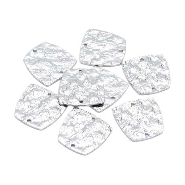 Silver plated trapezoid double hole connector charm x 6 pieces