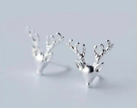 Silver Reindeer small head studs - 1 pair