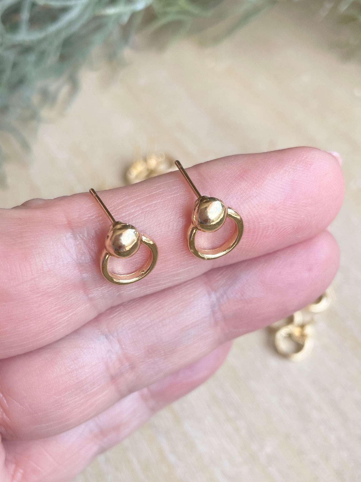 Small gold plated hoop stud tops x 8 pieces