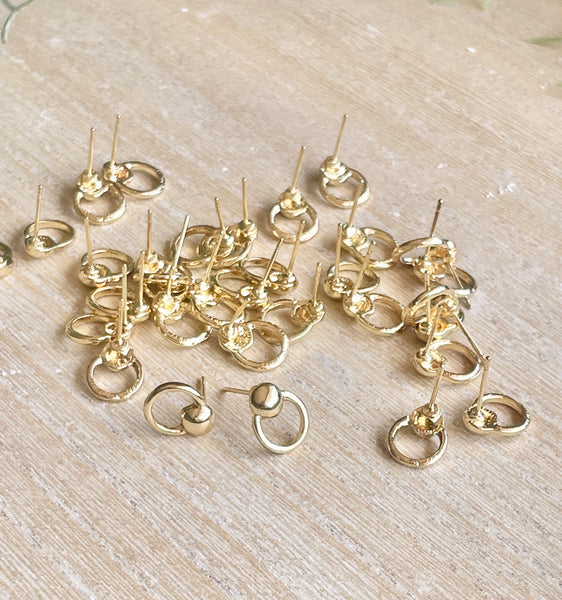 Small gold plated hoop stud tops x 8 pieces