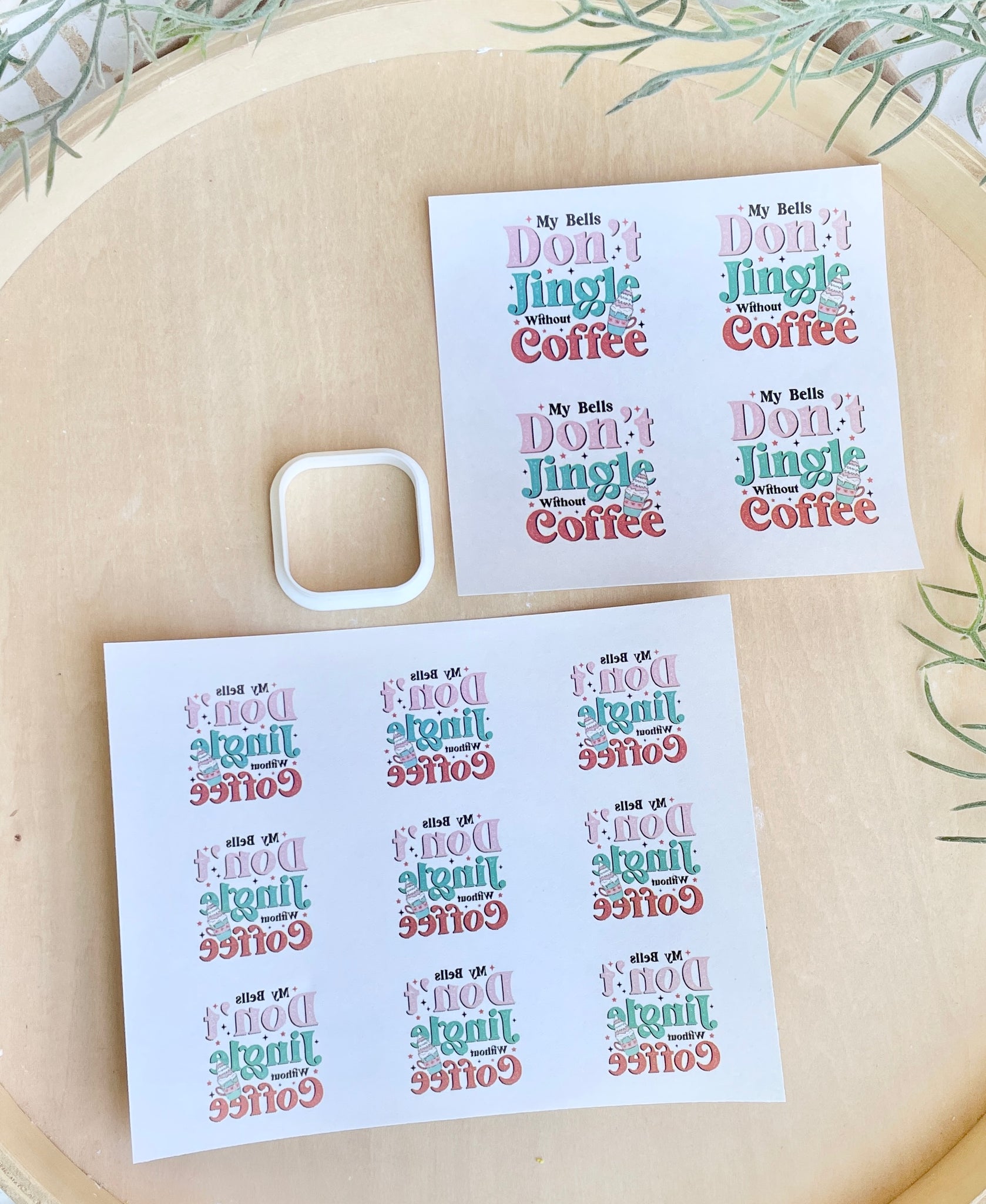 My Bells Don't Jingle without Coffee water transfer paper & cutter set