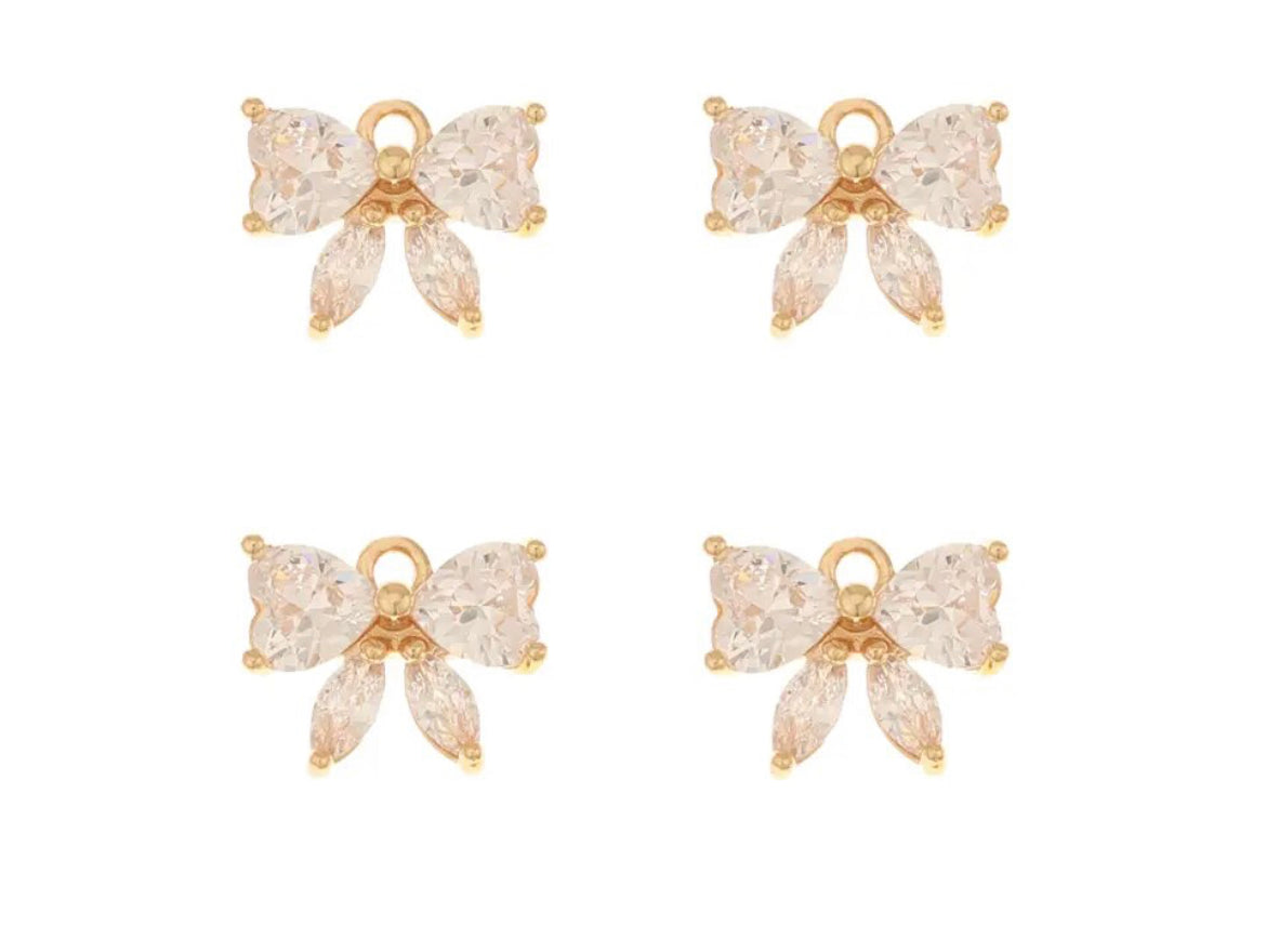 Clear bow charms x 4 pieces
