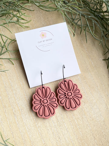 Terracotta abstract flower dangles