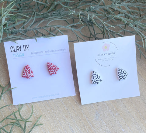 Leopard mini Christmas Tree studs
