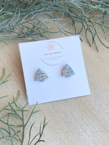 Sage green and gold mini Christmas Tree studs