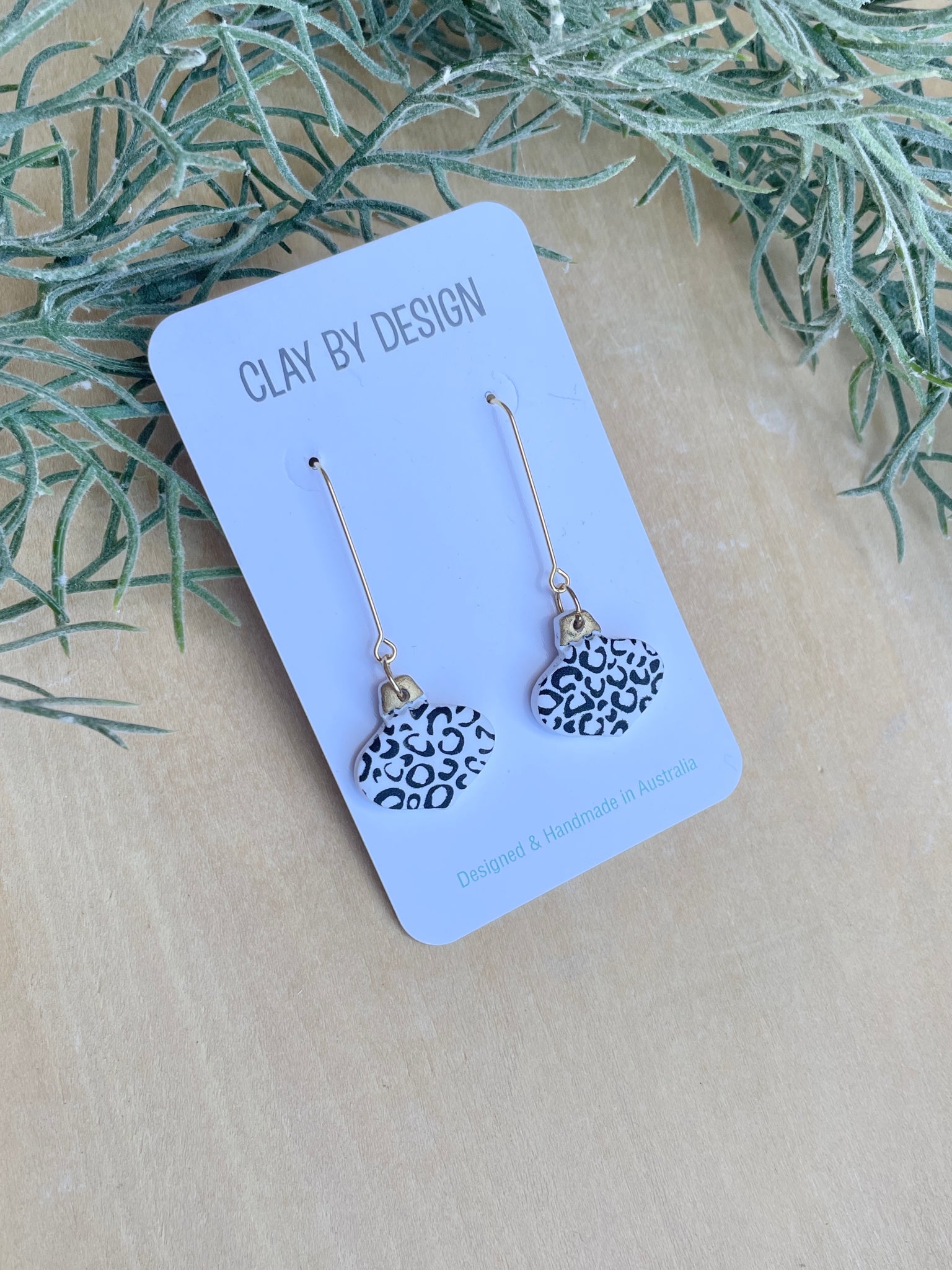 Leopard Christmas Baubles on stainless steel gold plated hooks