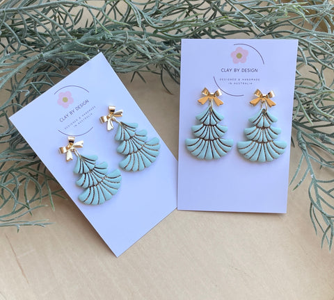 Sage green & gold scalloped Christmas Trees