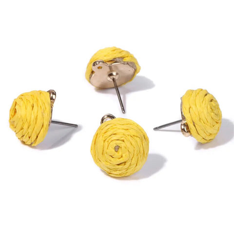Yellow coloured woven stud tops x 4 pieces