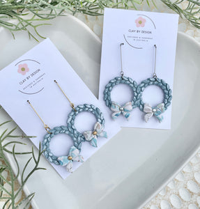 Blue Christmas Wreath dangles