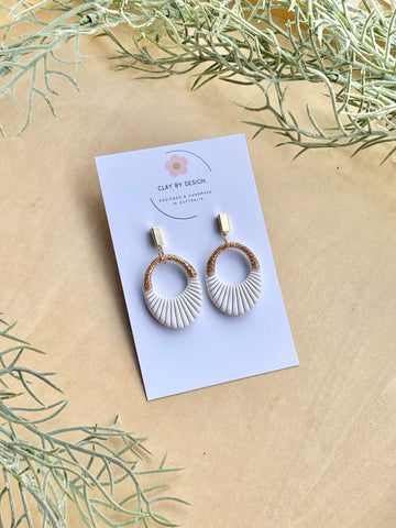 Gold glitter oval lined detail dangles
