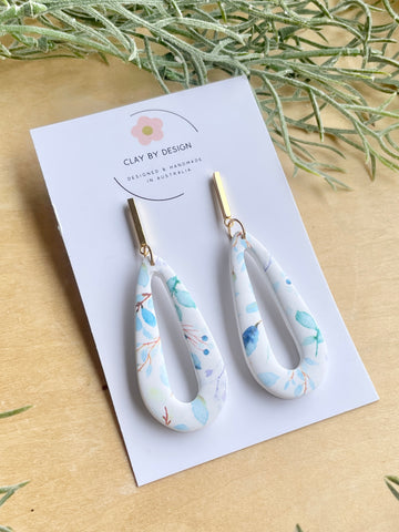 Blue florals long drops