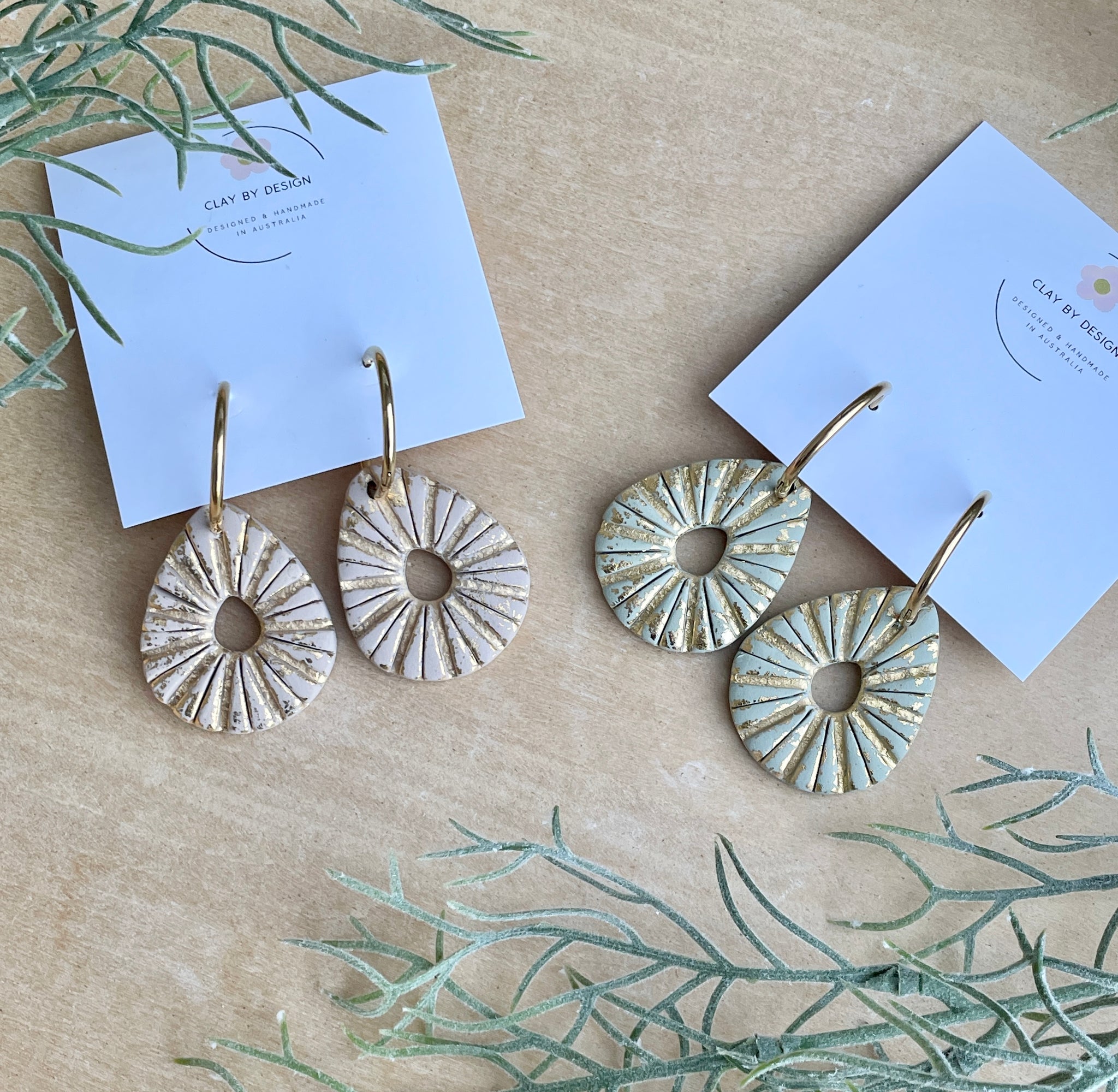 Gold Drop Detailed Dangles on Huggie Hoops