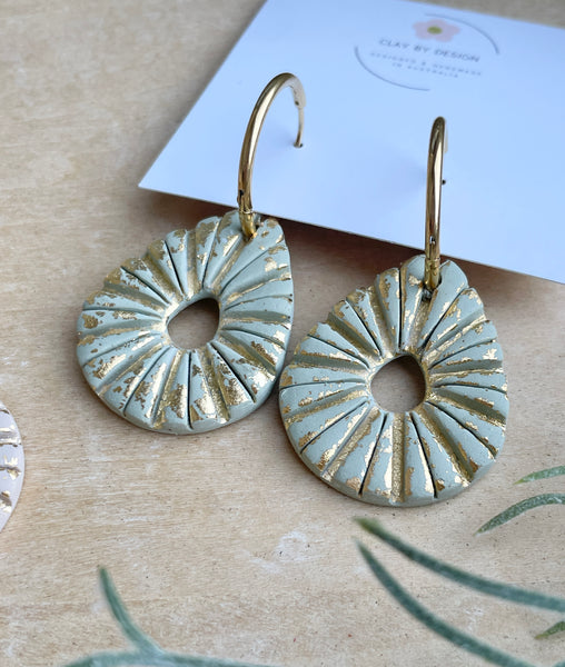 Gold Drop Detailed Dangles on Huggie Hoops