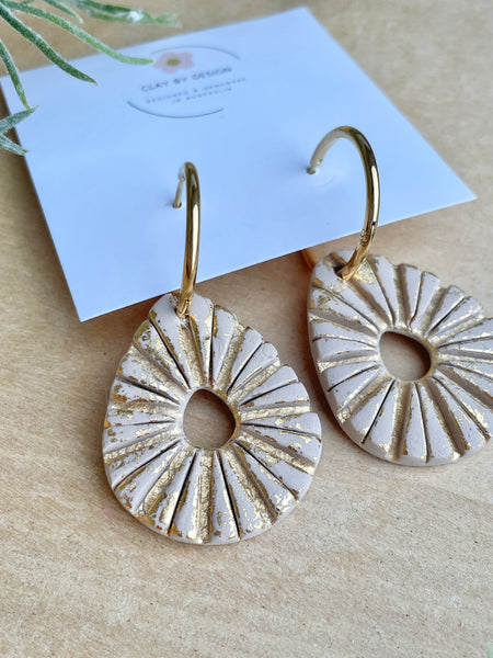 Gold Drop Detailed Dangles on Huggie Hoops