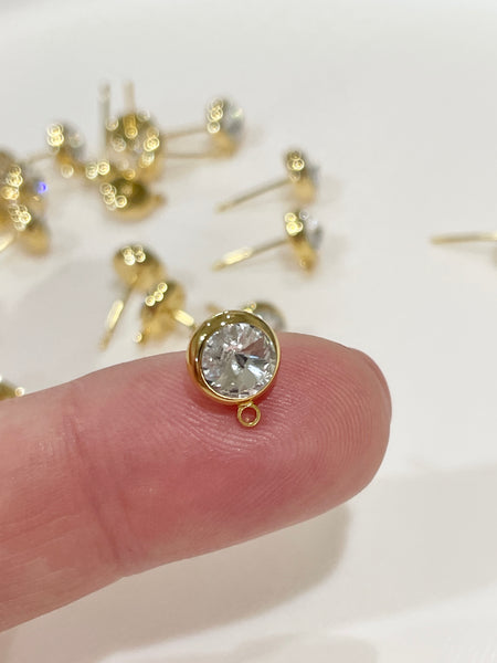 18K Genuine Gold plated round domed stud tops x 6 pieces