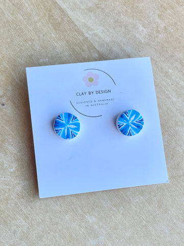 Blue patterned studs