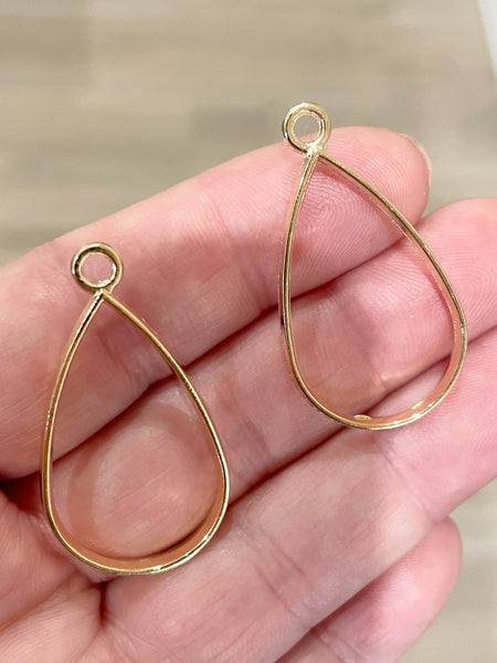 3.8cm Tear drop GOLD plated charms x 8 pieces