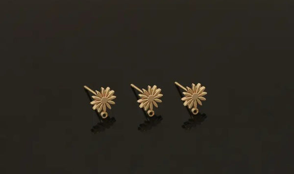 Genuine gold plated Flower Stud tops x 6