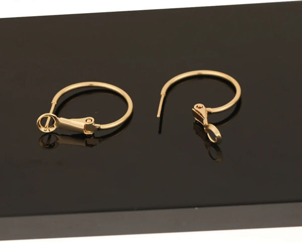 3cm Genuine gold plated lever back hoops x 6