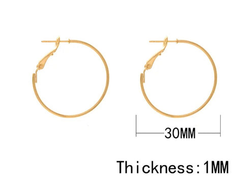 3cm Genuine gold plated lever back hoops x 6