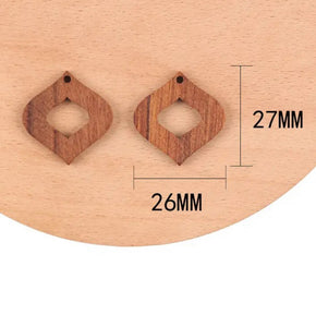 Moroccan donut shape walnut wood charms/connectors x 6 pieces