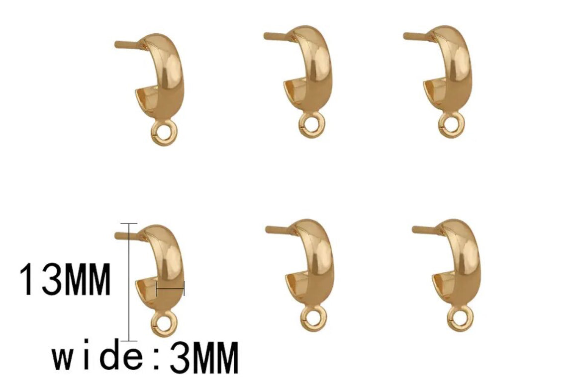 18K Genuine Gold plated small hoops x 6 pieces
