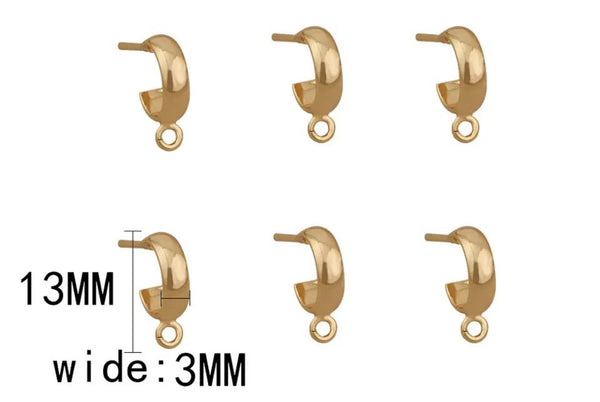 18K Genuine Gold plated small hoops x 8 pieces