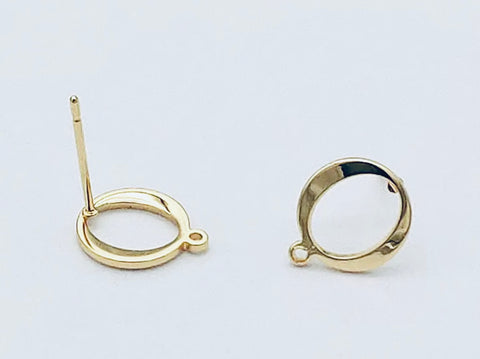 Genuine gold plated Oval shape stud earring post x 6 pieces