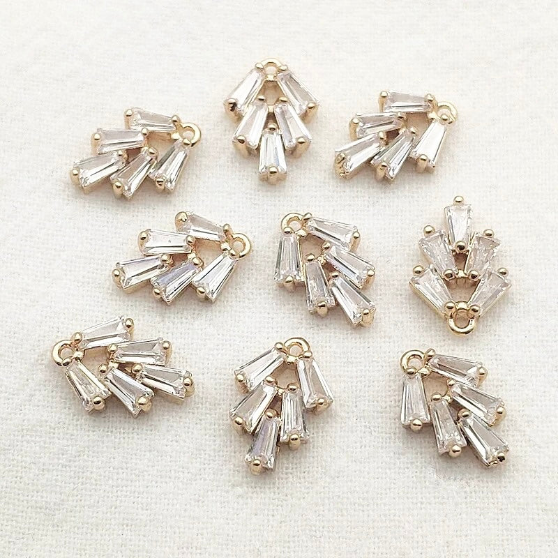 Gold plated Diamante feather charm style x 4 pieces