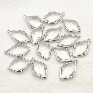 Silver border glass charm style x 4 pieces