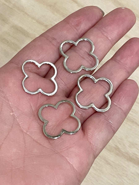 Silver plated clover flower charms x 6