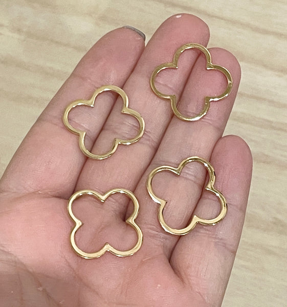 KC light gold plated clover charms x 6