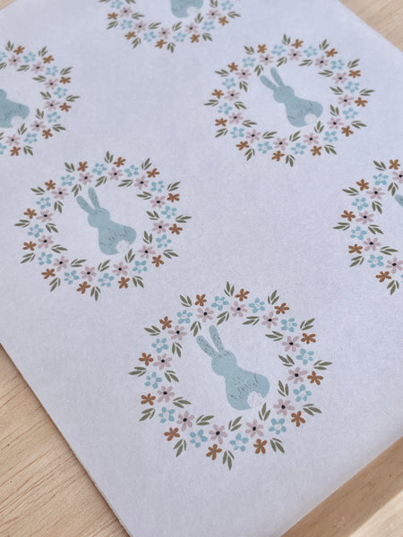 Boho Blue Easter bunny water transfers