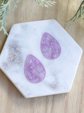 Lilac ginkgo detail drop charms x 4