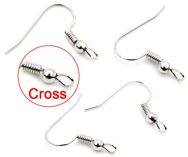 Bright rhodium silver plated front facing Shepard hooks