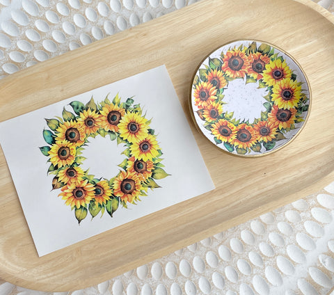 CBD Magic transfer paper - Sunflower Wreath - Trinket dish