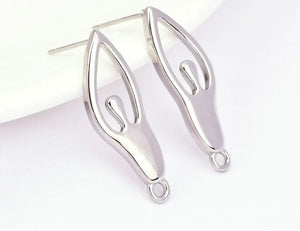 Ballerina silhouette genuine rhodium plated stud tops x 6 pieces
