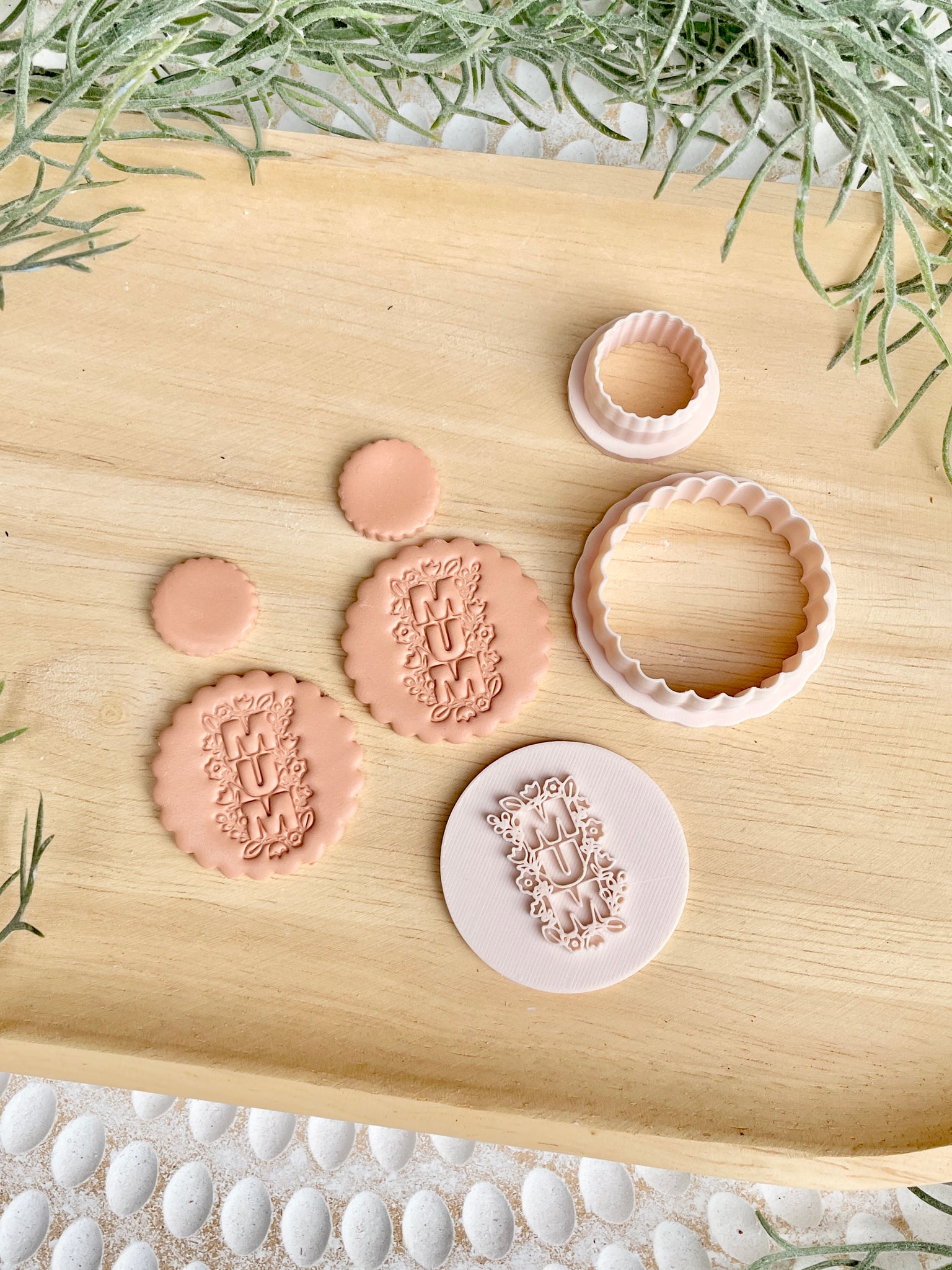 MUM Floral stamp & scallop cutter set or separates