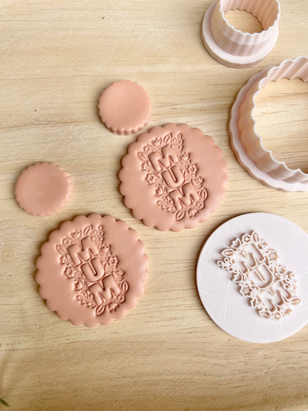MUM Floral stamp & scallop cutter set or separates