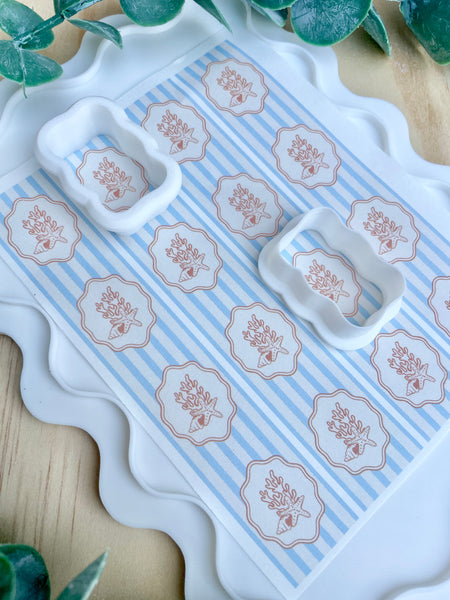 Coral shell stripe transfer & cutter set