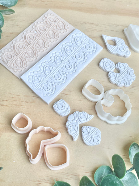 Boho flower lace pattern texture mat
