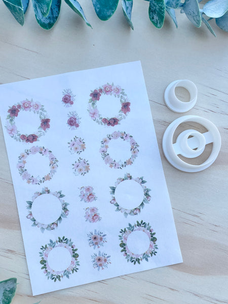 Flower wreaths transfer and cutters