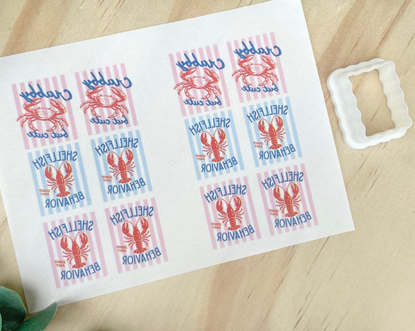 Crabby, Shellfish transfer paper & cutters